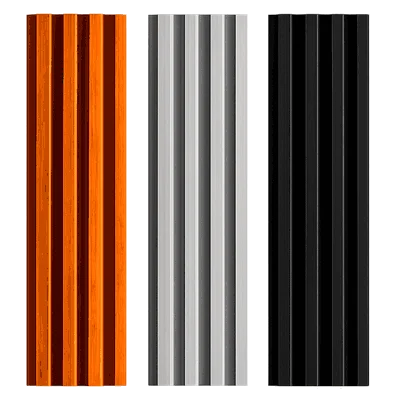 wall panel pvc en colores madera naranja, blanco y negro - Decora Venezuela
